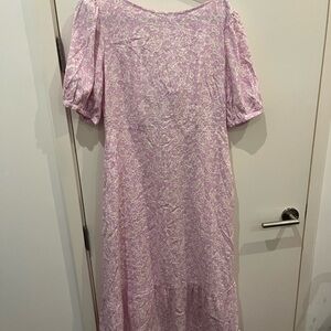 Who What Wear Lavender Floral Long Sleeve Dress